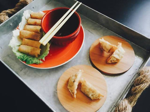 Spring Rolls with Fried Dumplings